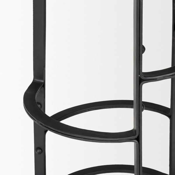 Neo 26.3" Seat Height Brown Wood Seat Black Metal Frame Stool