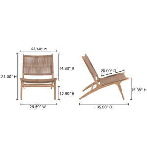 Moe's Palma Outdoor Lounge Chair in Teak & Wicker