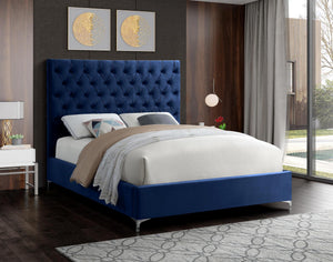Robin Full Bed In Navy Velvet