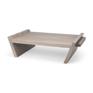 Elaine 59x36 Brown Solid Wood Top & Base Coffee Table
