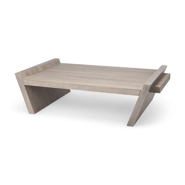 Elaine 59x36 Brown Solid Wood Top & Base Coffee Table
