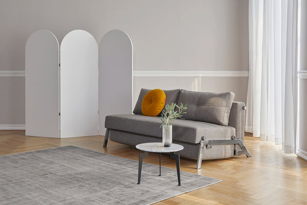 CUBED FULL SOFA BED in MIXED DANCE GREY FABRIC WITH Chrome legs 521