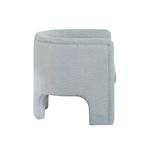 THREE LEG FULLY UPHOLSTERED BARREL CHAIR IN PERFORMANCE LIGHT BLUE CHENILLE