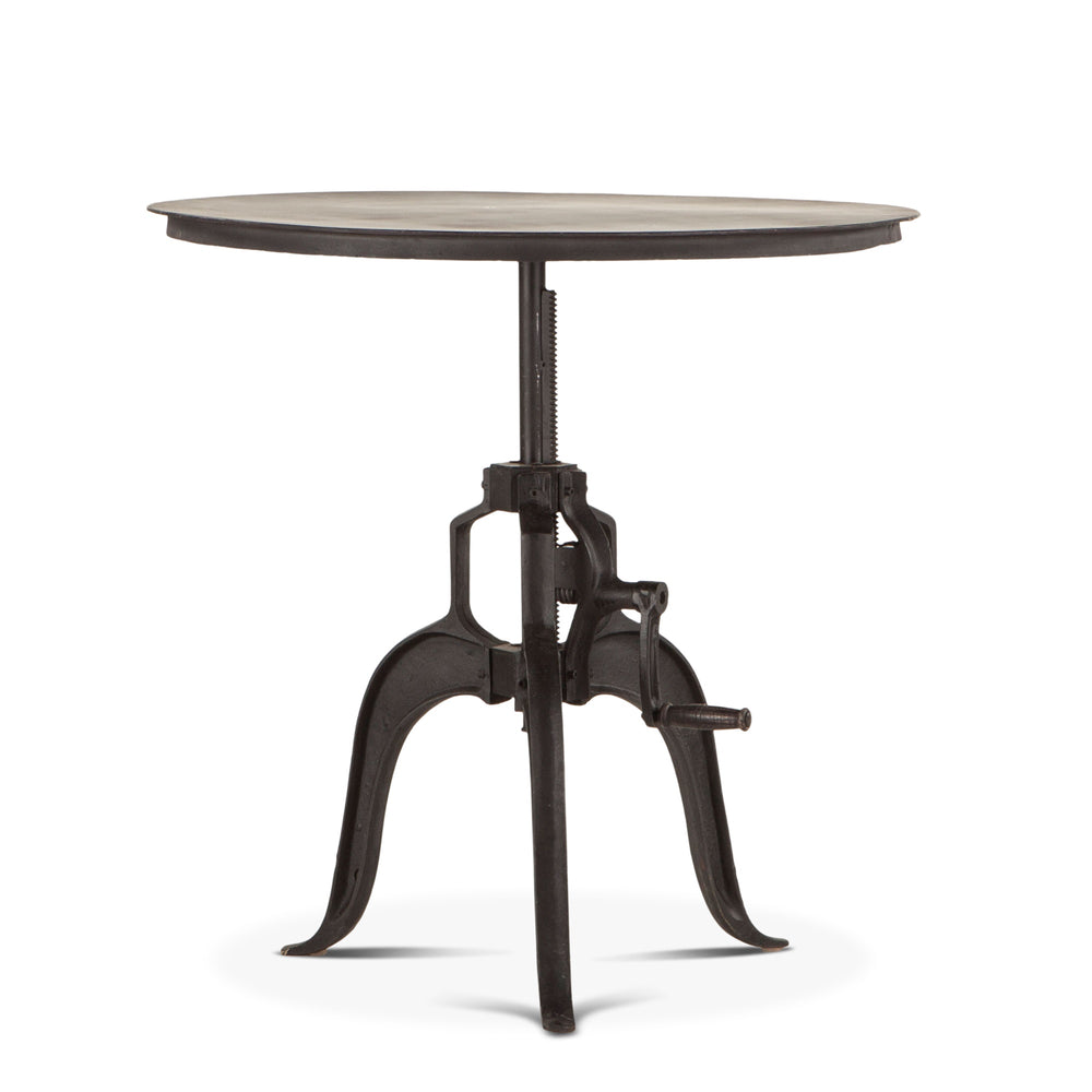 Industrial Loft 30-Inch Adjustable Crank Iron Side Table with Matte Black Finish