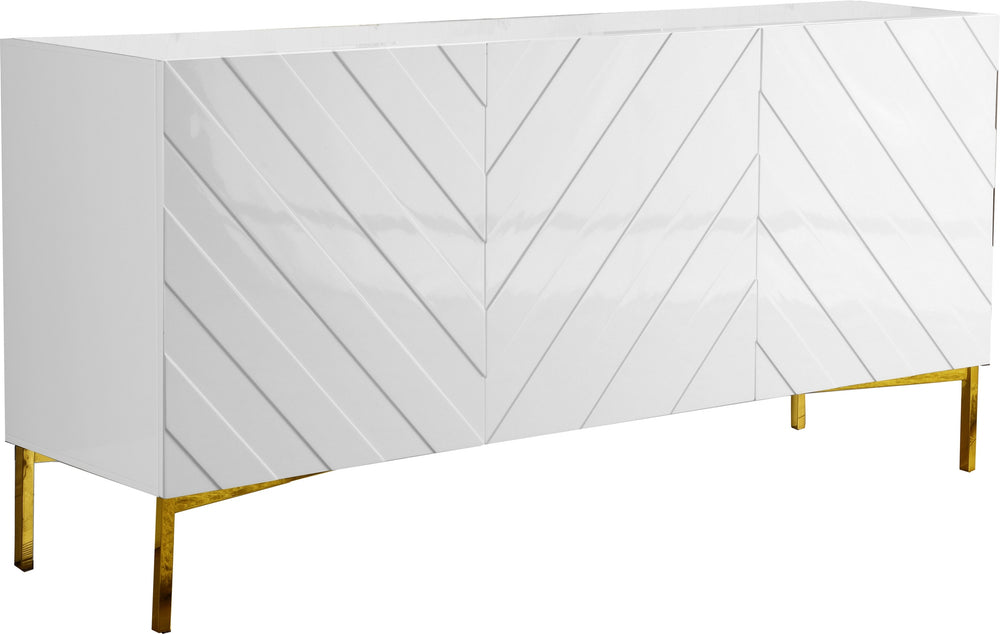 Aaron Sideboard/Buffet In White Lacquer/Gold Base