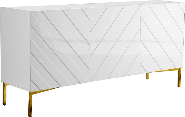 Aaron Sideboard/Buffet In White Lacquer/Gold Base
