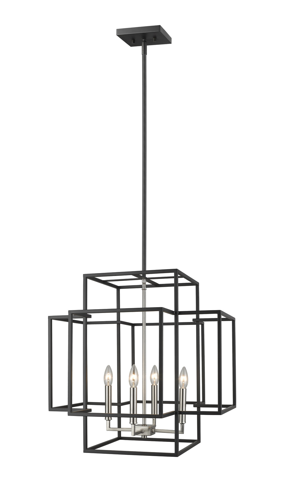 Titania 4 Light Pendant in Black + Brushed Nickel Finish
