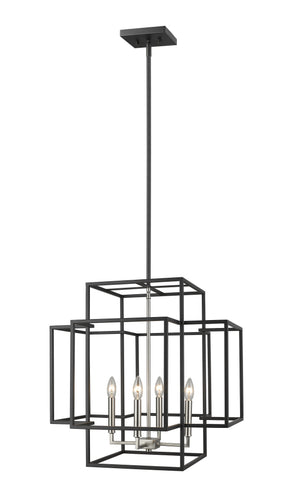 Titania 4 Light Pendant in Black + Brushed Nickel Finish