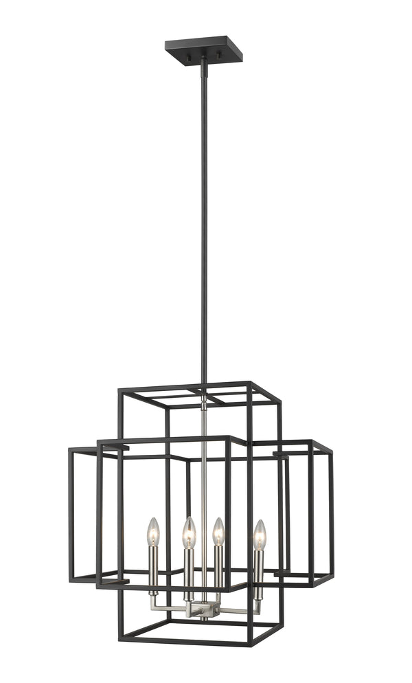 Titania 4 Light Pendant in Black + Brushed Nickel Finish