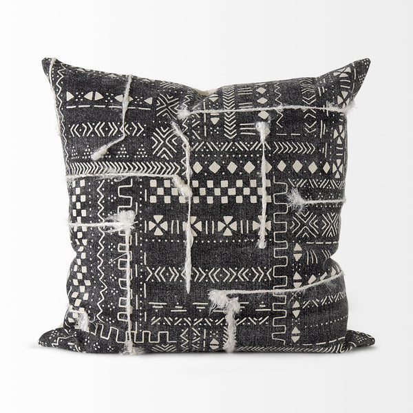 Bethune 18 x 18 Black And White Embroidered Pattern Decorative Pillow Cover