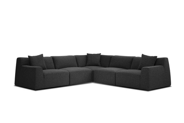 SCOOP Fabric Sectional in peppercorn tweed 5pcs