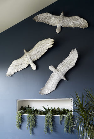Soaring Eagle Wall Art, Resin, Silver Leaf, Large