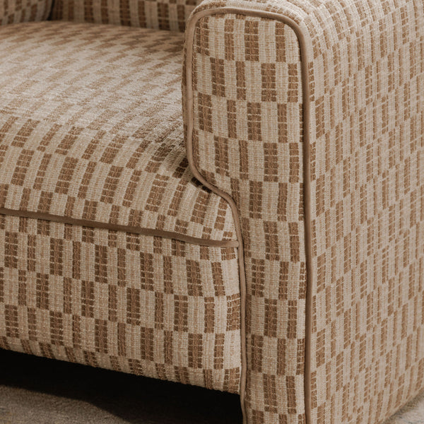 Leo Accent Chair in Taupe with Geometric Pattern