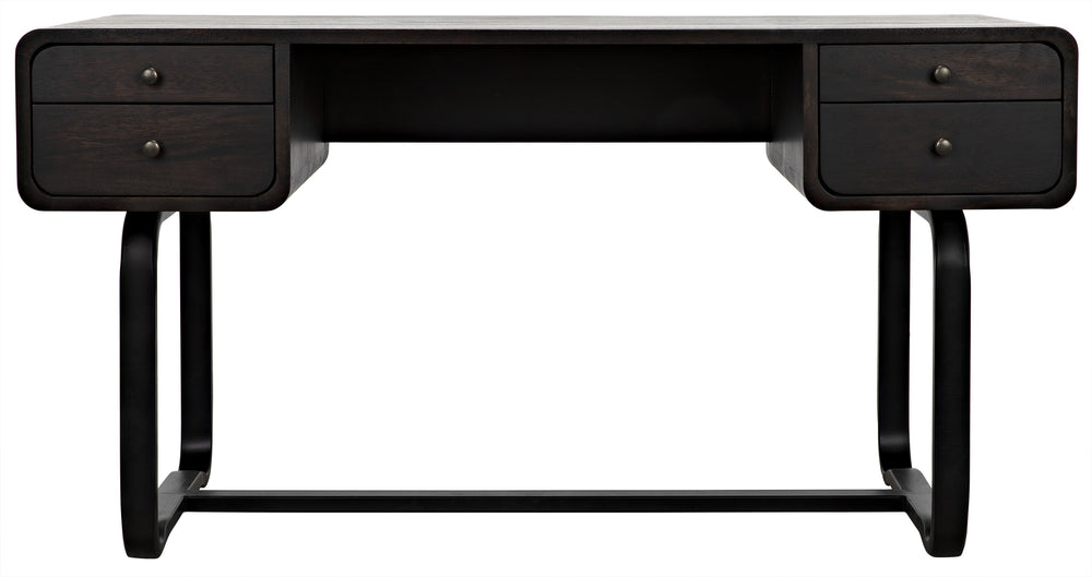 Voltes Ebony Walnut Desk with Matte Black Industrial Steel Base