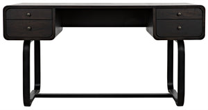 Voltes Ebony Walnut Desk with Matte Black Industrial Steel Base