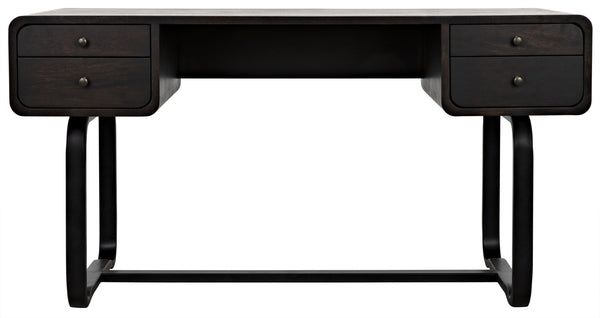 Voltes Ebony Walnut Desk with Matte Black Industrial Steel Base