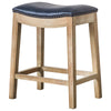 Elmo KD Bonded Leather Counter Stool Weathered Smoke Legs, Vintage Blue