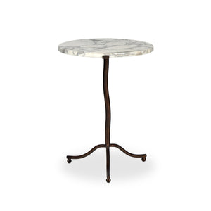 Sophie End Table in Veined White Marble