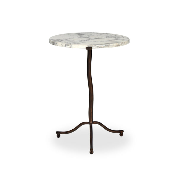 Sophie End Table in Veined White Marble