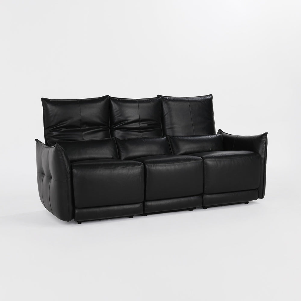 Amsterdam Power Reclining Sofa in Premium Black Leather