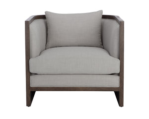 CHLOE LOUNGE CHAIR - DISTRESSED BROWN - LINOSO LIGHT GREY