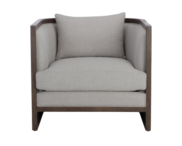CHLOE LOUNGE CHAIR - DISTRESSED BROWN - LINOSO LIGHT GREY