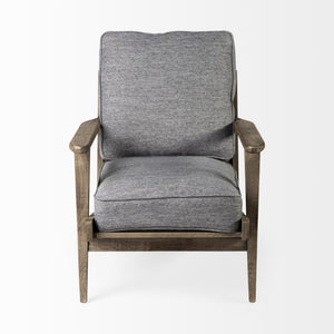 Olympus V Castlerock Grey Fabric Wrapped Brown Wooden Frame Accent Chair