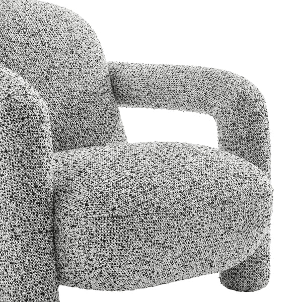 Maverick Boucle Accent Arm Chair, Speckled White 