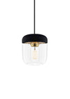 Acorn Black and Brass Plug-In Pendant with LED Bulb