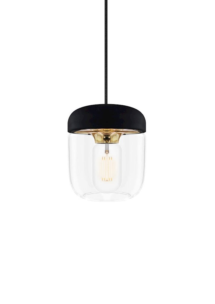 Acorn Black and Brass Plug-In Pendant with LED Bulb