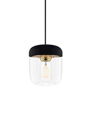 Acorn Black and Brass Plug-In Pendant with LED Bulb