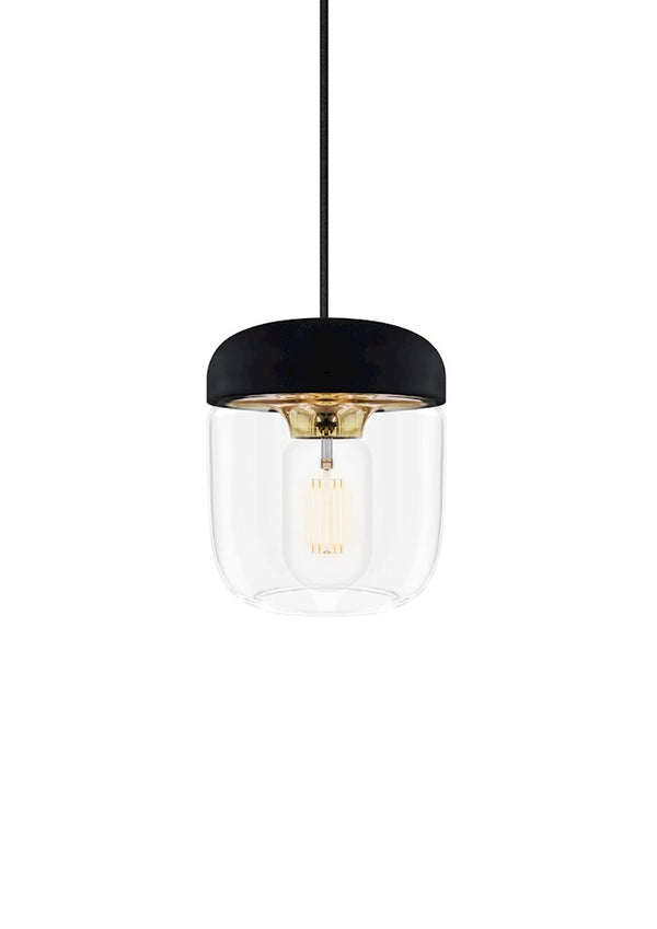 Acorn Black and Brass Plug-In Pendant with LED Bulb