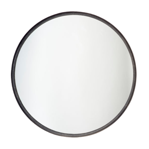 Refined Iron Round Wall Mirror, Black