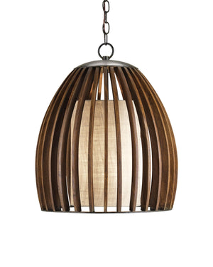 Carling Pendant In Old Iron & Polished Fruitwood