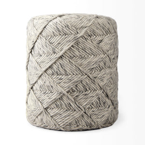 Esfera 17.7L x 15.7W x 15.7H Beige Chevron Woven Round Pouf