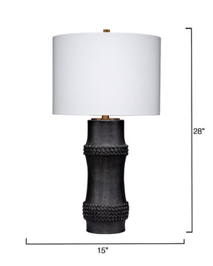Rail Polyresin Table Lamp with Linen Shade, Black