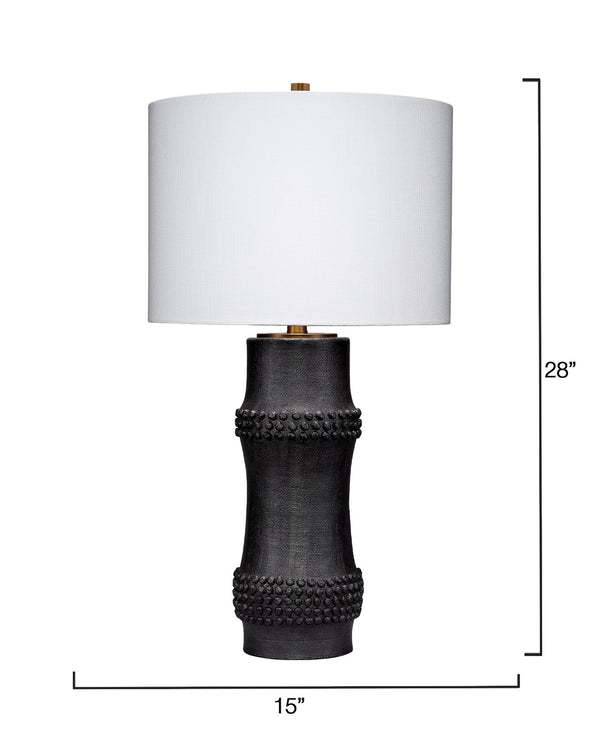 Rail Polyresin Table Lamp with Linen Shade, Black