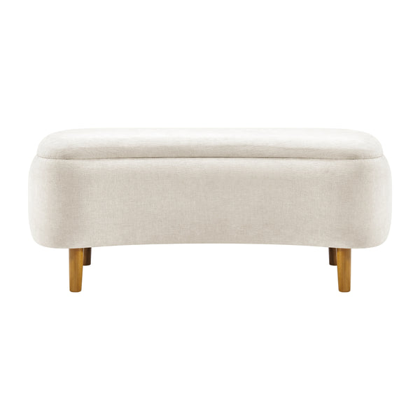 Leony Chenille Storage Bench, Seneca Beige 