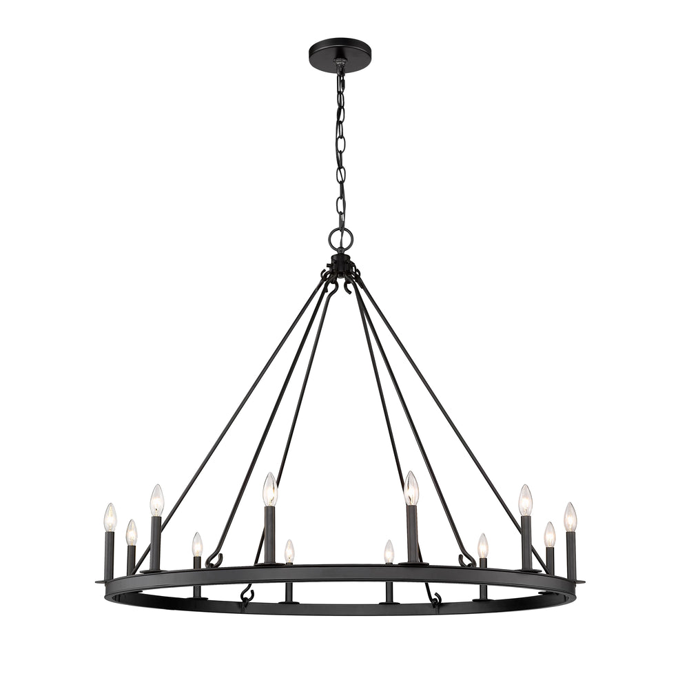 Barclay 12 Light Chandelier in Matte Black Finish
