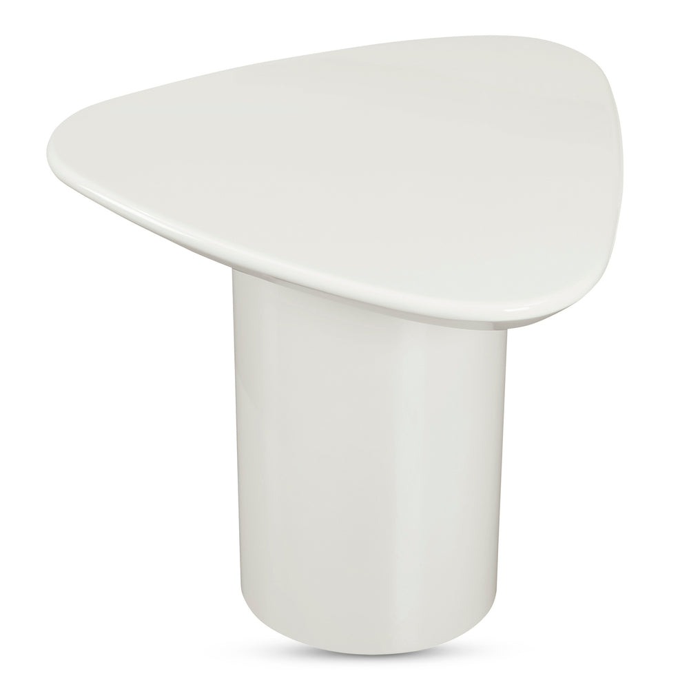Eden Accent Table Ivory Lacquer with Oval Base