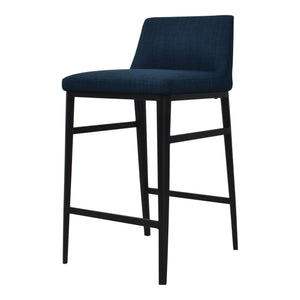 Baron Counter Stool with Low Back in Blue