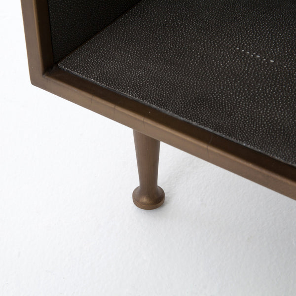 Shagreen Bedside Table-Antique Brass