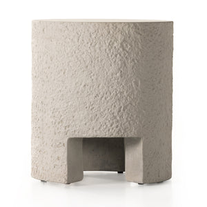 Kember Outdoor End Table In Blanc White
