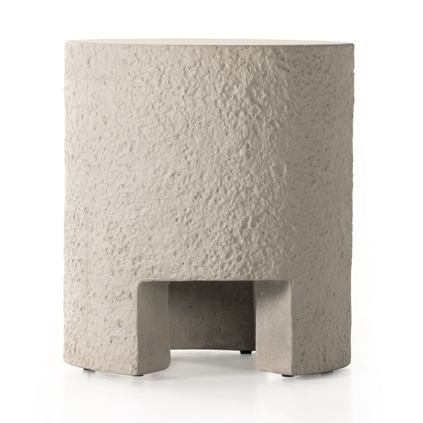 Kember Outdoor End Table In Blanc White