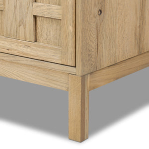 Alessio Media Console - Aged Natural Oak Veneer