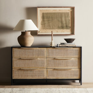Sydney 6 Drawer Dresser - Natural Cane