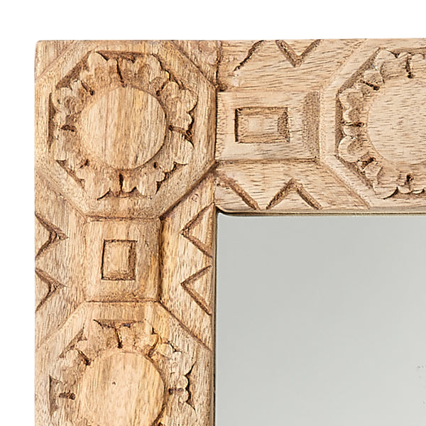  Relief Wood Carved Rectangle Wall Mirror