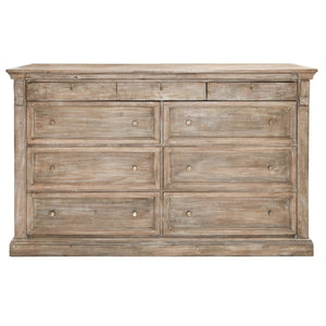 Adelaide Solid Wood 9-Drawer Dresser - Natural Cream Wash