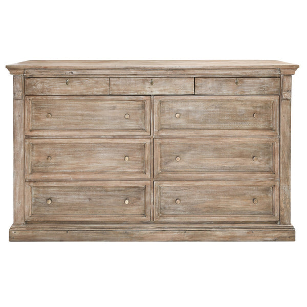 Adelaide Solid Wood 9-Drawer Dresser - Natural Cream Wash