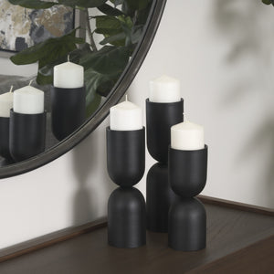 Qamra Tall Black Metal Pillar Candle Holder